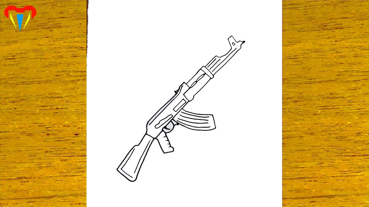 ak-47 çizimi - kolay silah çizimleri - kolay çizimler, basit, sevimli, güzel,  tatlı,  resim