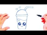 dessin facile | comment dessiner un verre de boisson kawaii | dessin kawaii
