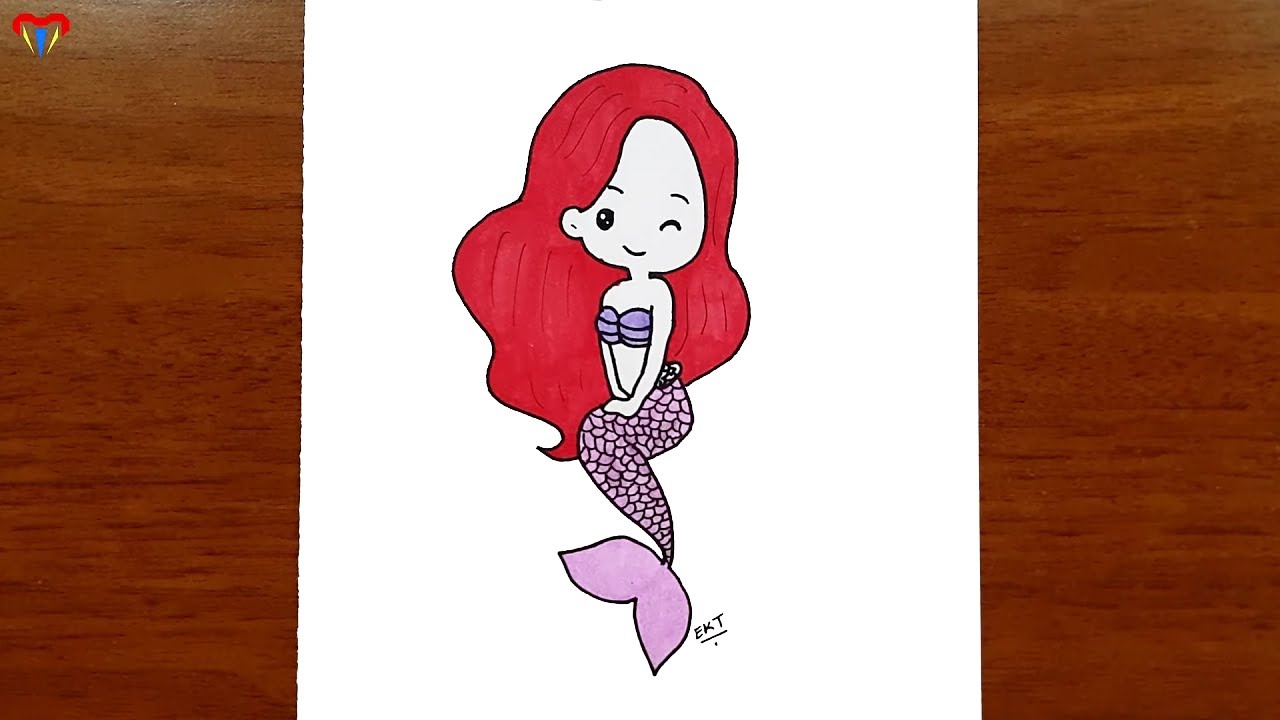 kolay deniz kızı resmi nasıl çizilir - sevimli, tatlı, güzel , basit çizimler