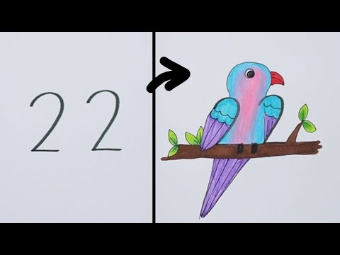 สอนวาดรูปนก จากตัวเลข 22 ง่ายๆ วาดตามได้ || drawing / Easy bird drawing
