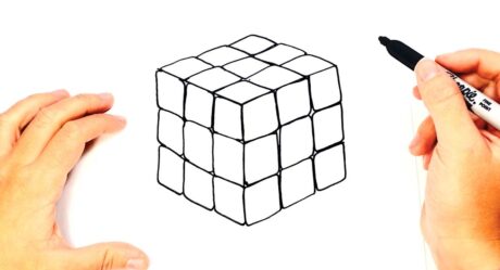Cómo dibujar un cubo de Rubik paso a paso | Lección de dibujo del cubo de Rubik