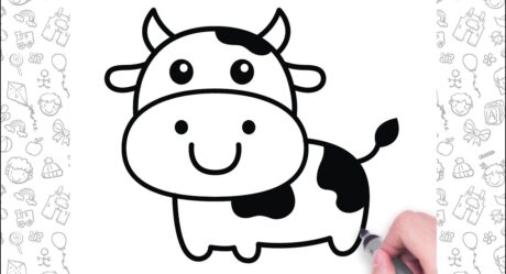 Comment dessiner une vache facile | Dessin de vache de dessin animé pour enfants | Dessin de vache étape par étape