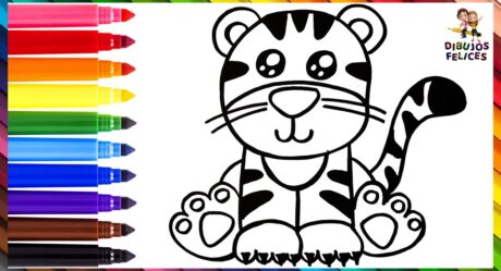 Cómo Dibujar Un Tigre Dibuja y Colorea Un Lindo Tigre Arcoiris Dibujos Para Niños