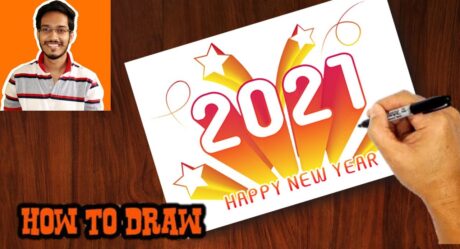 Feliz año nuevo dibujo 2021 | Dibujo saludo de año nuevo | dibujar facil