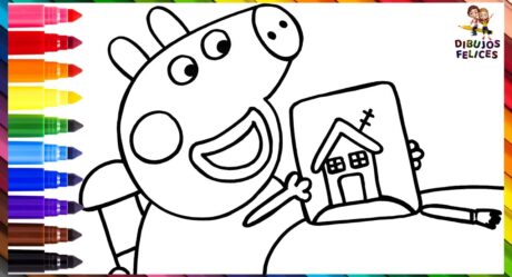 Dibuja y Colorea A Peppa Pig Haciendo Un Cuadro Dibujos Para Niños