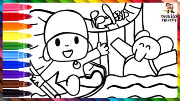 Dibuja y Colorea A Pocoyó, Elly Y Pato En Un Parque Acuatico 👶🐘🦆🌈 Dibujos Para Niños