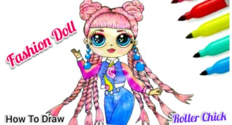 Dibujo de muñeca de moda Roller Chick LOL OMG | Como Dibujar A Roller Chick Fashion Doll Fácil