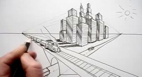 How To Draw In Perspective: Road, Railway, Train, City