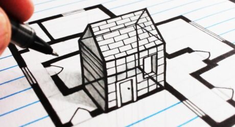 How to Draw A 3D House Line Drawing Illusion