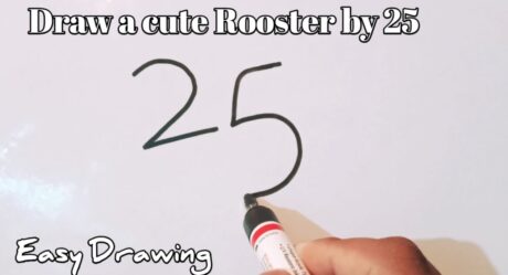 How to draw a Rooster with number 25 | Rooster drawing easy step by step | How to draw a Rooster