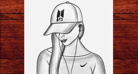 BTS Şapkalı Bir Kız Nasıl Çizilir – Adım Adım Kolay Kız Çizimi – Çizim Mektebi Güzel Kız Çizimi