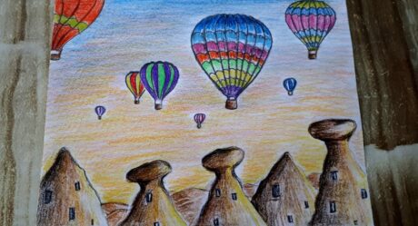 CAPPADOCIA FAIRY CHIMNEY DRAWING /HOT AIR BALLOONS DRAWING /KAPADOKYA PERİ BACASI,HAVA BALONU ÇİZİMİ