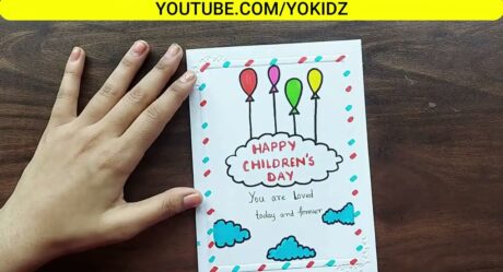 Carte de fête des enfants heureux facile | Carte de fête des enfants