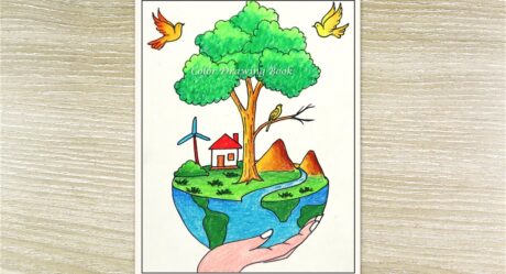 Cómo dibujar el día mundial del medio ambiente, Salvar el dibujo de la naturaleza, Dibujo de póster