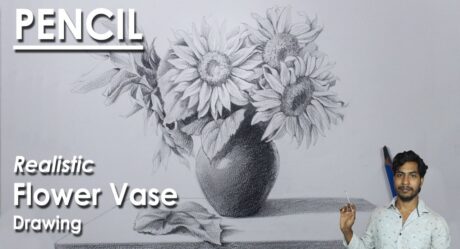 Cómo dibujar un florero realista a lápiz | Dibujo de girasol | paso a paso | Supriyo