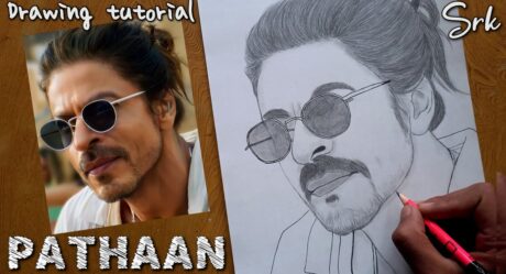Dibujando a Shahrukh Khan de la película PATHAAN | Cómo dibujar a Shahrukh Khan | Tutorial de dibujo de Shahrukh Khan