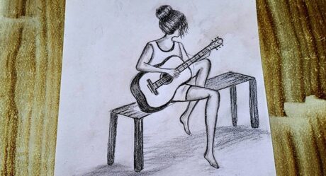 GIRL PLAYING A GUITAR DRAWING FOR BEGINNERS / GİTAR ÇALAN KIZ ÇİZİMİ / GIRL DRAWING / KIZ ÇİZİMLERİ