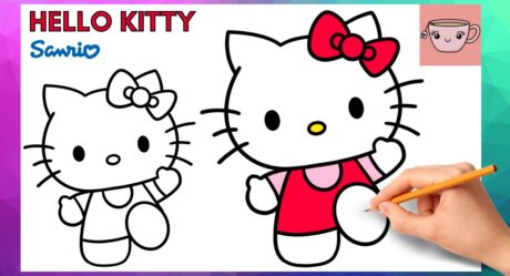 Cómo dibujar Hello Kitty – Saludando | Sanrio | Tutorial de dibujo lindo y fácil paso a paso