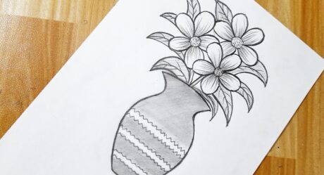 Cómo dibujar flores en un jarrón || Tutorial fácil de dibujo de flores.