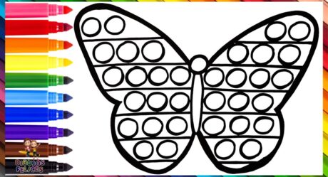 Draw and Color A Rainbow Butterfly POP IT Drawings For Kids