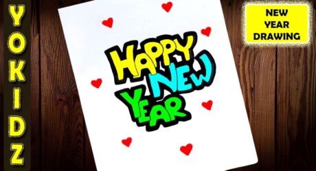 Bonne année 2023 Dessin très facile | Dessin de carte de voeux de bonne année | Idée de dessin de nouvel an