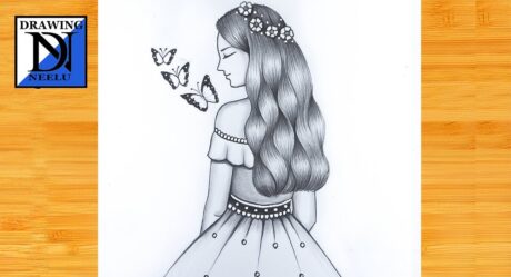 Comment dessiner une belle fille avec des papillons || Esquisse au crayon pour débutant || Dessin facile || dessin