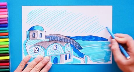 Cómo dibujar Santorini, Grecia