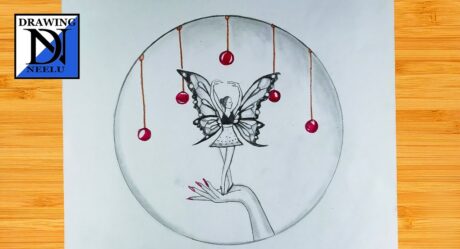 Cómo dibujar una Niña con alas de mariposa para principiantes || Dibujo de hadas dibujo a lápiz | dibujo de niña