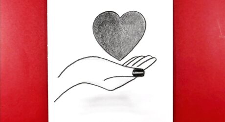 Dessin au crayon de la main avec le coeur étape par étape / Idées de dessin faciles pour les débutants